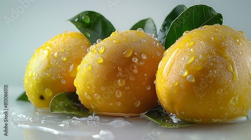 A minimalistic presentation of Chaunsa mangoes, their natural beauty showcased against a backdrop of seamless white photo