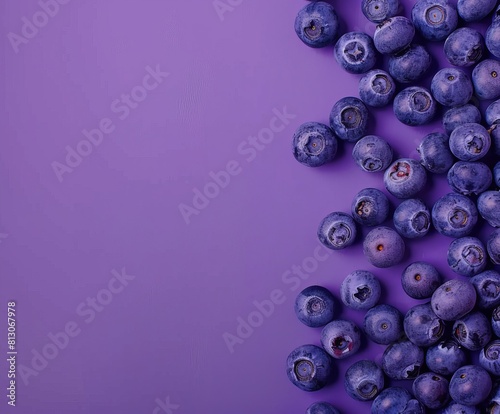 blueberries on a purple background, space for text  photo
