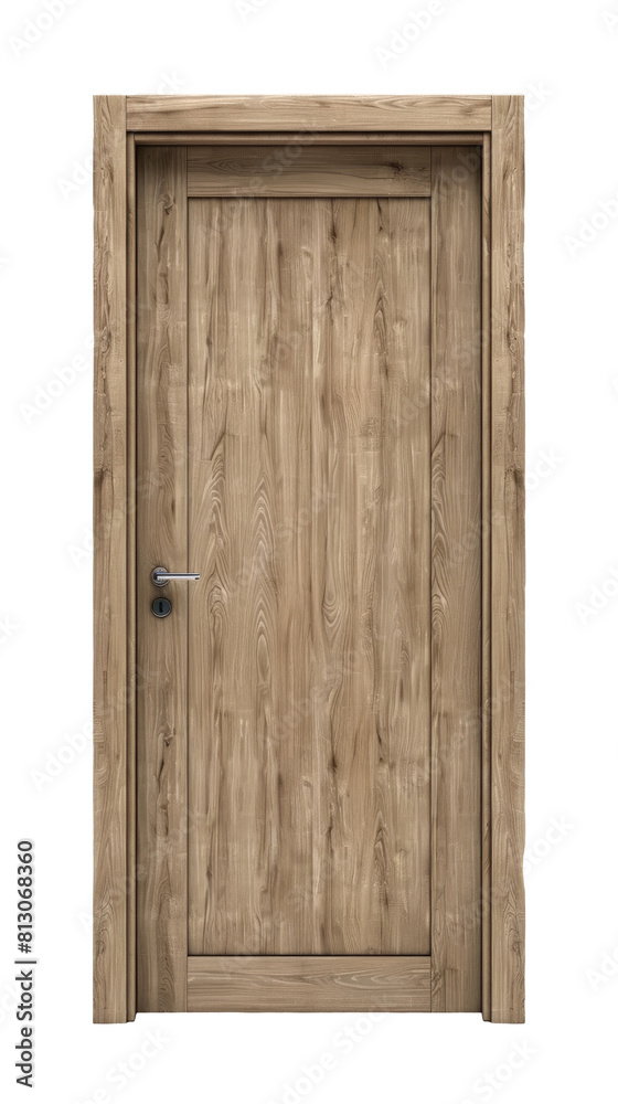 Modern wooden brown door isolated on white, transparent background PNG Modern wooden brown door isolated on white, transparent background PNG