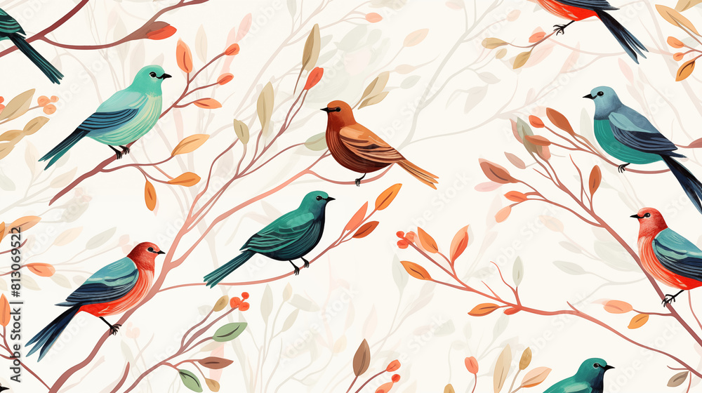 Fototapeta premium Bird Image, Pattern Style, For Wallpaper, Desktop Background, Smartphone Cell Phone Case, Computer Screen, Cell Phone Screen, Smartphone Screen, 16:9 Format - PNG