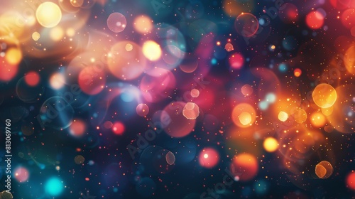 Festive Bokeh Background with Multicolored Light Circles for Celebration Banners