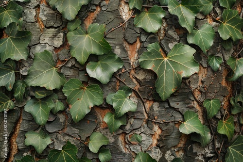 Ivy Growing on the Bark of a Tree