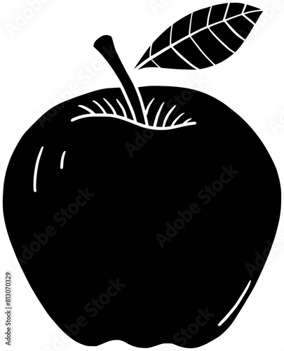 apple illustration fruit silhouette food logo tree icon red outline oak bitten education slice branch organic harvest nature agriculture shape ripe leaf garden for vector graphic background
