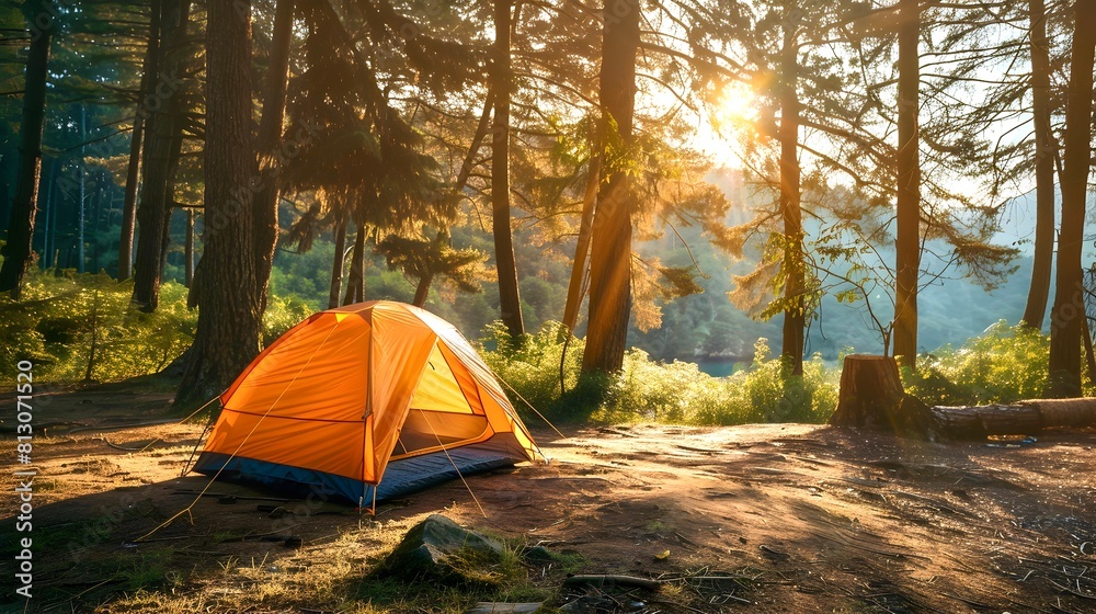 Camping in nature with a tent
