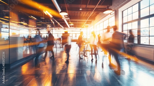 Wallpaper Mural Blurred motion of people working in a modern office, ideal for business and technology themes. Torontodigital.ca