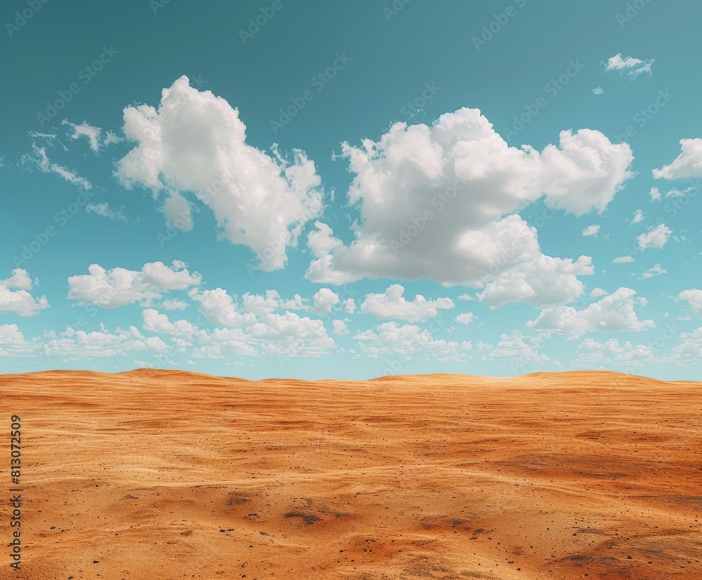 Vast Desert Landscape With Clouds and Blue Sky Vast Desert Landscape With Clouds and Blue Sky