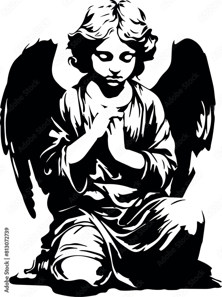 Obraz premium Baby Angel, Angel cupid, Angel statue Vector Illustration 