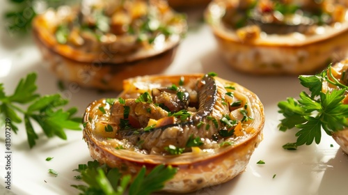 Tartlets made of pickled sardines and sausages.