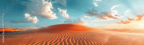 Sun Shining Over Sand Dune in Desert