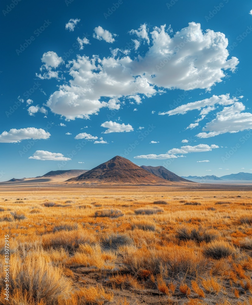 Desert Landscape With Mountain in Background