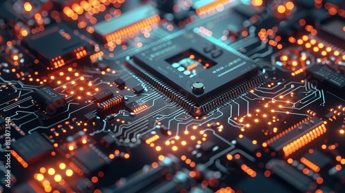 Circuit board. Technology background. Central Computer Processors CPU concept. Motherboard digital chip.