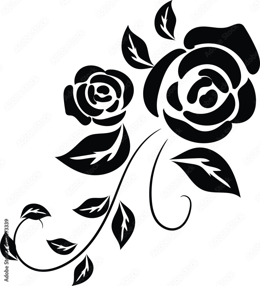 a black and white drawing of flowers and leaves a black and white drawing of flowers and leaves