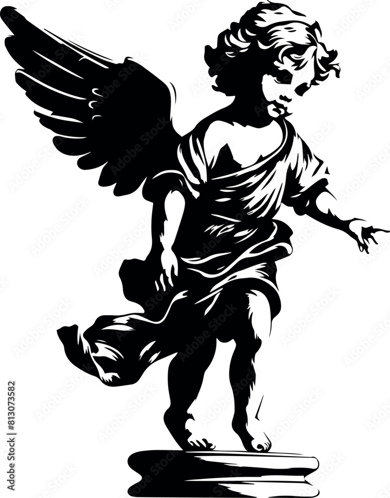 Fototapeta premium Baby Angel, Angel cupid, Angel statue Vector Illustration