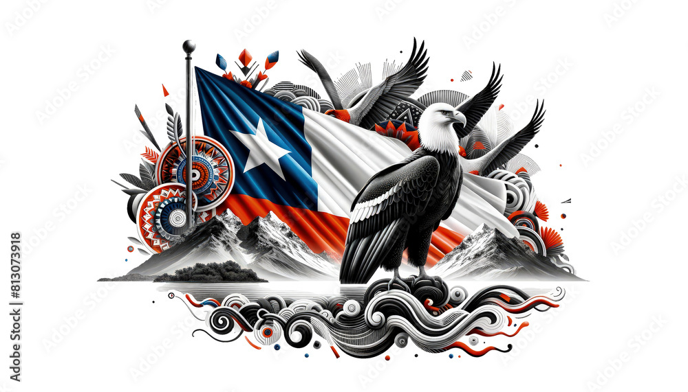 Chilean Flag With Eagle - Artistic Fusion Chilean Flag With Eagle - Artistic Fusion