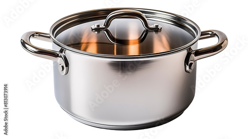 Stainless Steel Pot on White Background