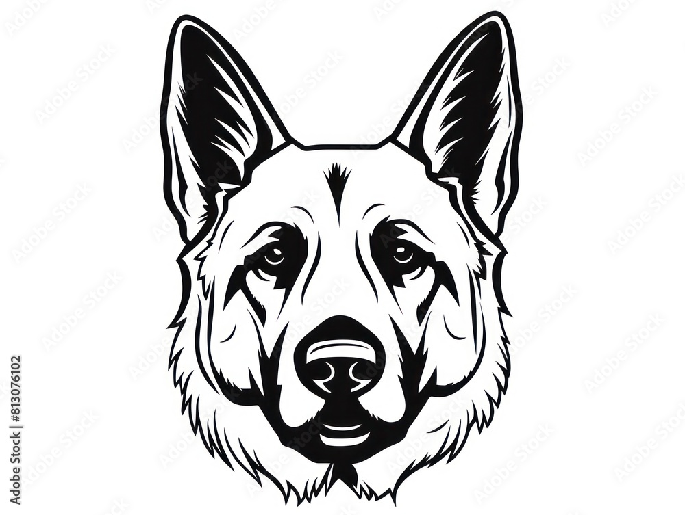 illustration of a german shepherd dog, isolated head, showcasing an adorable and playful pet illustration of a german shepherd dog, isolated head, showcasing an adorable and playful pet