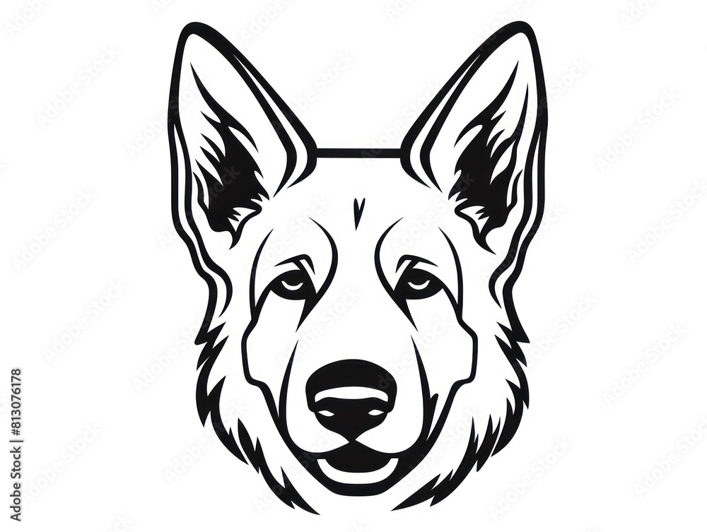 illustration of a german shepherd dog, isolated head, showcasing an adorable and playful pet illustration of a german shepherd dog, isolated head, showcasing an adorable and playful pet