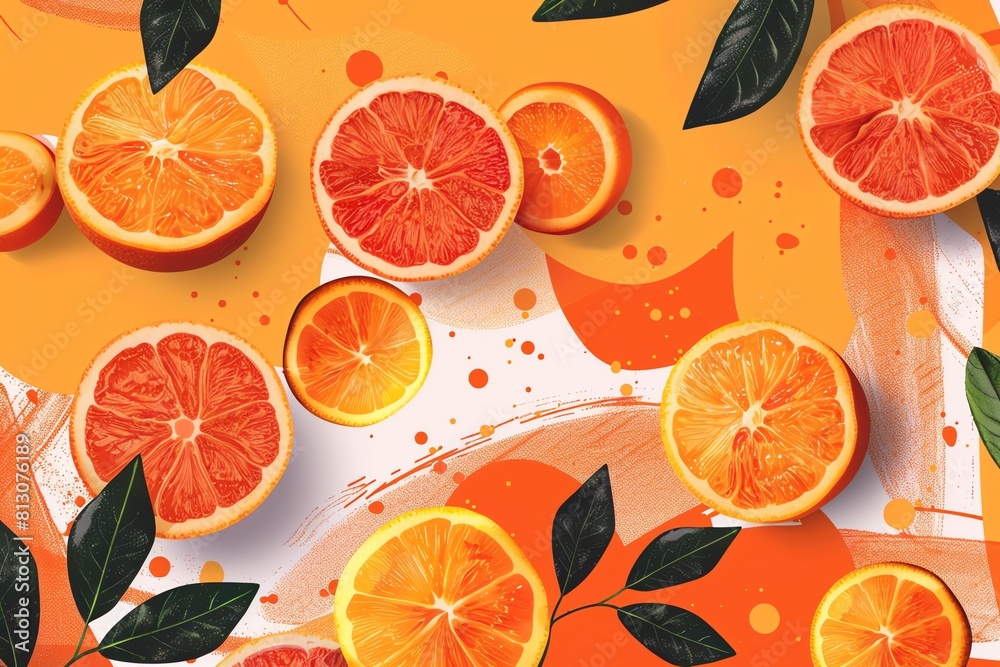 Citrusy tangerine orange flat style illustration visuals Citrusy tangerine orange flat style illustration visuals
