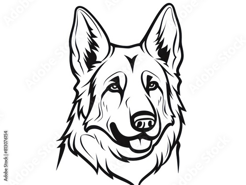 illustration of a german shepherd dog, isolated head, showcasing an adorable and playful pet