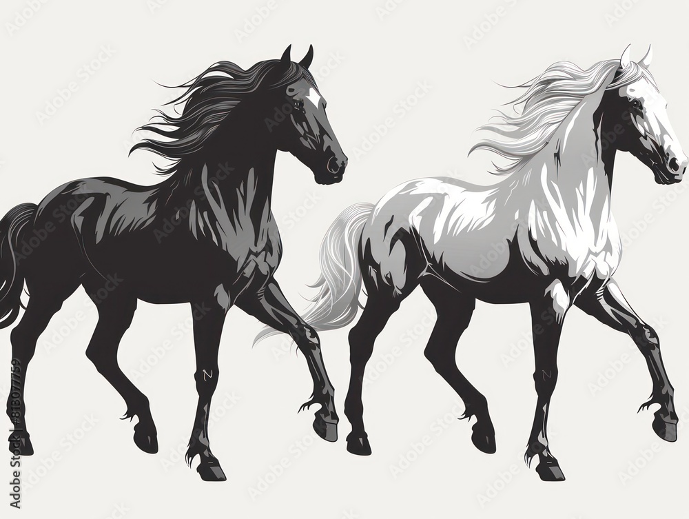 Silhouette of a horse in motion, capturing the grace and power of this farm mammal Silhouette of a horse in motion, capturing the grace and power of this farm mammal