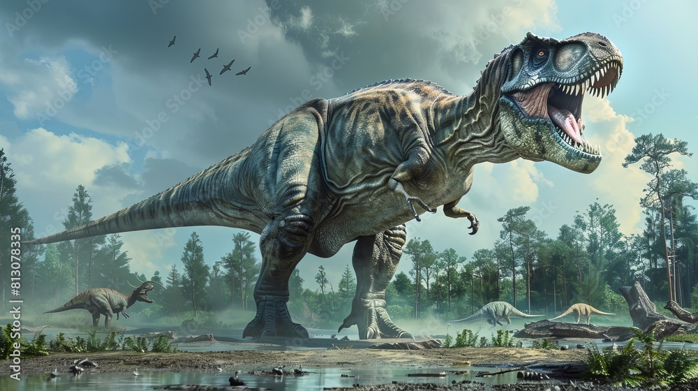 : The presence of large, apex predators like Tyrannosaurus rex and ...