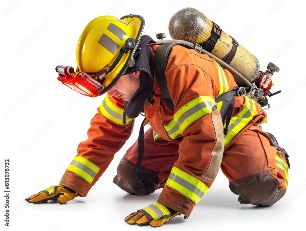 A firefighter in full gear, helmet secured, amidst billowing smoke, bravely battling flames to rescue lives, embodying courage and protection in the face of danger A firefighter in full gear, helmet secured, amidst billowing smoke, bravely battling flames to rescue lives, embodying courage and protection in the face of danger