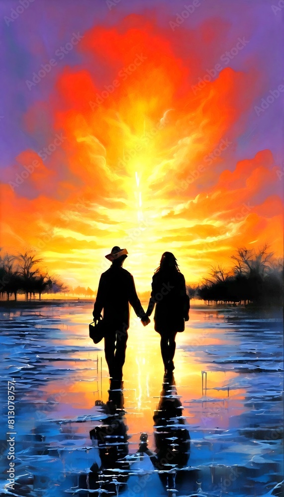 Fototapeta premium Eine romantische Landschaft. Hintergrund für das Design 5.