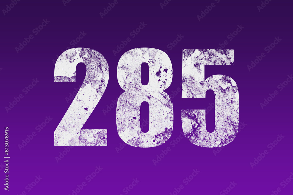 flat white grunge number of 285 on purple background. flat white grunge number of 285 on purple background.