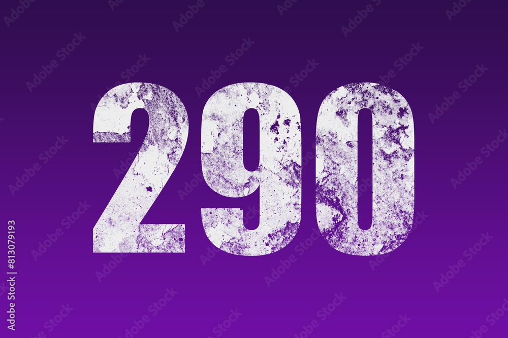 flat white grunge number of 290 on purple background. flat white grunge number of 290 on purple background.