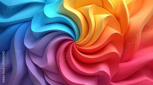 Close-up of a colorful background with a spiral pattern at its center, featuring the colors of the rainbow (red, orange, yellow, green, blue, indigo, v