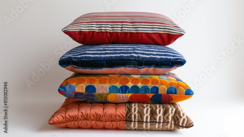 A set of neatly arranged, layered pillows for style and comfort.