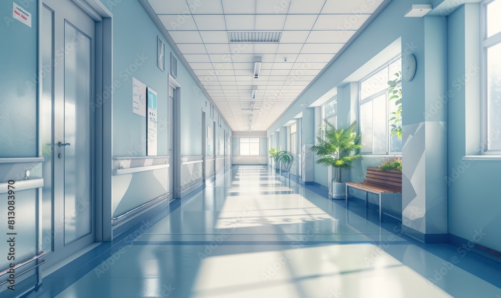 hospital corridor and hall architecture in a healthcare facility, designed for efficient movement of doctors, patients, and medical staff hospital corridor and hall architecture in a healthcare facility, designed for efficient movement of doctors, patients, and medical staff