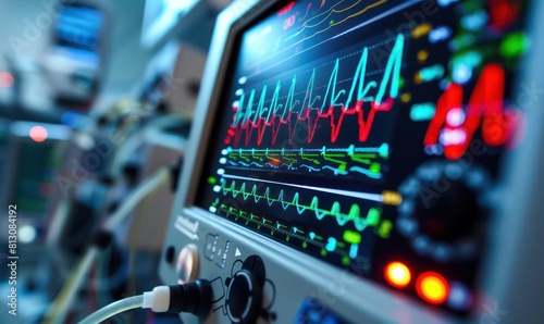 Advanced medical monitors and equipment in a hospital room, aiding doctors in patient care and diagnostics