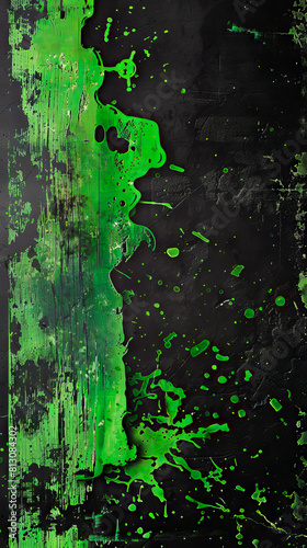 A green and black background with paint splatters. © VISUAL BACKGROUND