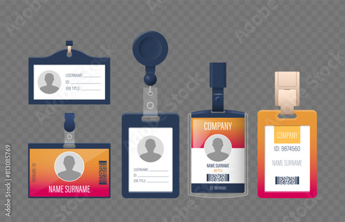 Office Id Badges In Various Colors And Designs, Featuring Lanyards, Retractable Clips, And Customizable Fields