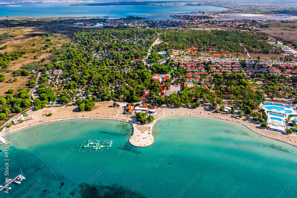 Φωτογραφία Zaton, Croatia - Aerial view of Zaton tourist waterfront with turquoise sea wate
