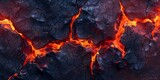 Vivid display of molten lava flows through cracked earth