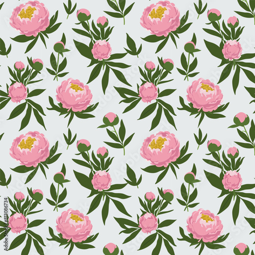 Flower pattern with leaves. Floral bouquets flower compositions. Floral pattern