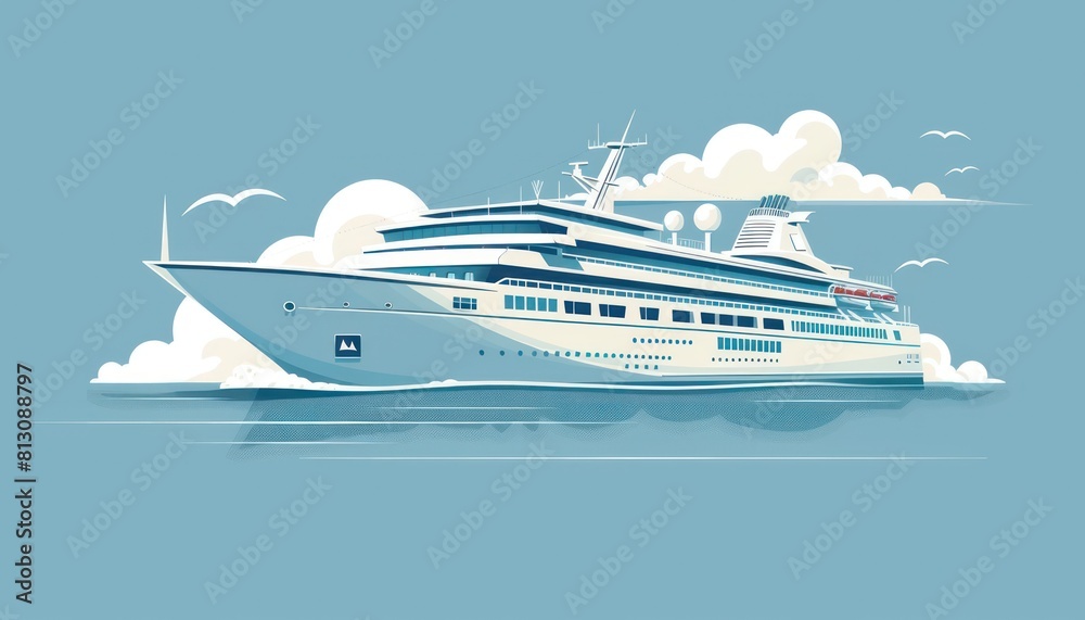 modern cruise ship adorned with shiny details, navigating the tranquil waters, offering passengers an unforgettable ocean voyage modern cruise ship adorned with shiny details, navigating the tranquil waters, offering passengers an unforgettable ocean voyage