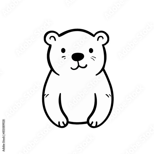 Cute monochrome bear transparent background