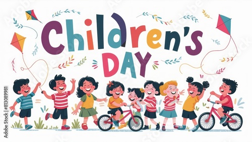 children's day text, with colourful and cheerful background © GRAPHIC