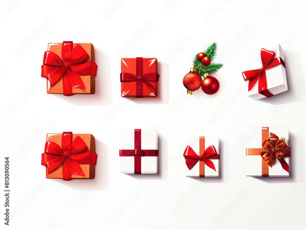 A holiday icon set showcasing Christmas designs such as gifts, snowflakes, and winter decorations, capturing the essence of xmas spirit A holiday icon set showcasing Christmas designs such as gifts, snowflakes, and winter decorations, capturing the essence of xmas spirit