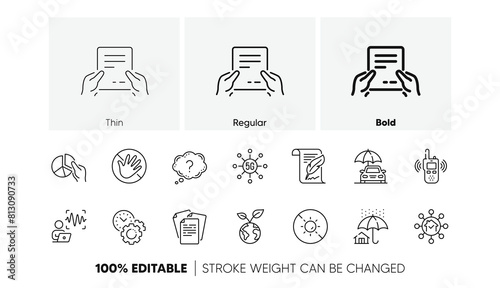 5g technology, Pie chart and Time management line icons. Pack of Feather, Do not touch, Save planet icon. Car insurance, Question mark, Transmitter pictogram. Receive file, Voice wave. Vector