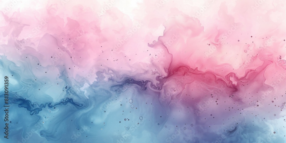 Fototapeta premium Abstract watercolor background. Blue, pink and white colors. Hand-drawn illustration.