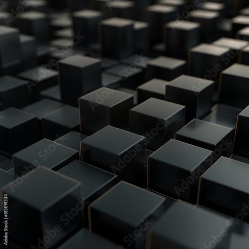 Light elegant dynamic abstract patterns create a mesmerizing visual on the black cubes of different sizes  Sharpen 3d rendering background