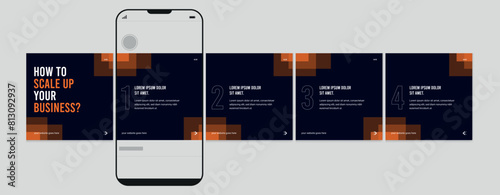 Set of Linkedin Carousel Post, editable social media Instagram carousel post, modern and creative business carousel post template, eps 10.