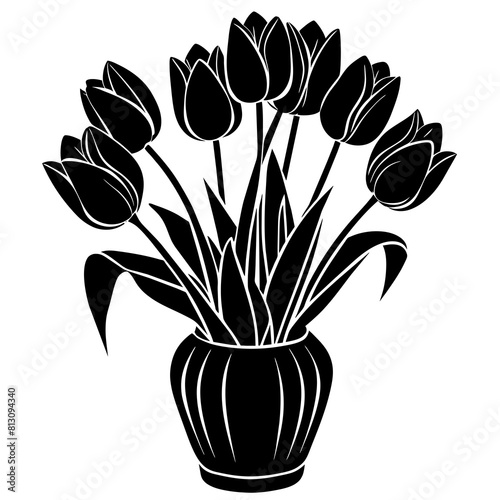 tulip  flower top vector silhouette illustration.