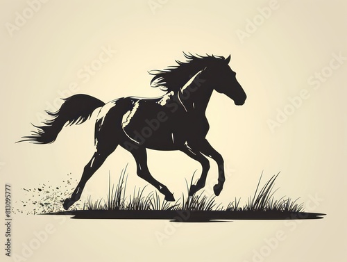 horse running icon, logo, design, black and white © MADGALLERY