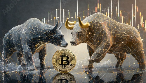 Abstract crypto bear and bull created 