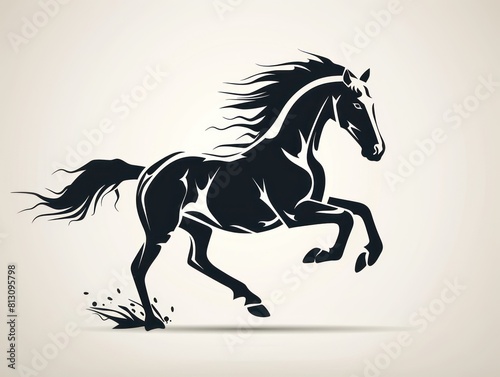 horse running icon  logo  design  black and white